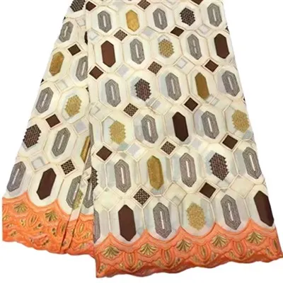 Shine Sequins Mesh Embroidery African Lace Fabric